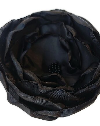 Duża czarna broszka  kwiatek kwiat 12cm, Made by Joan