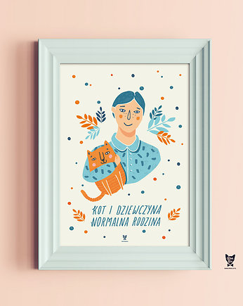 Plakat KOT I DZIEWCZYNA, NORMALNA RODZINA - A2, Pan Lis