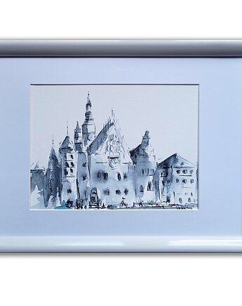 Grafika ręcznie malowana "Wrocław" + rama, Galeria Alma
