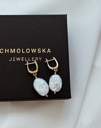 Kolczyki pozłacane Perły Naturalne, Chmolowska Jewellery