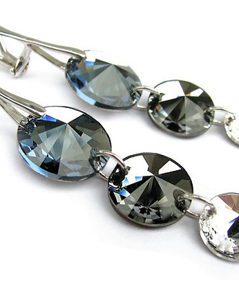 Klipsy srebrne-Denim at Night-Kryształy Swarovskiego, Marisella