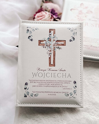 Pamiątka komunijna album Krzyż z dedykacją, prezent komunijny dla chłopca, LOO LOO DREAM