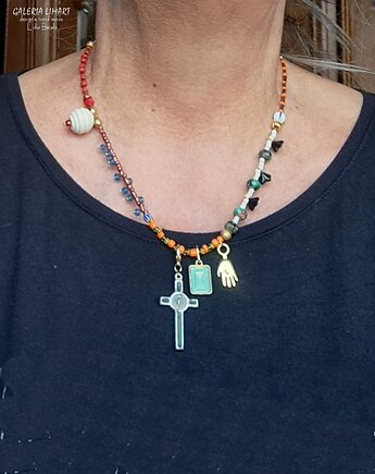 Eklektyczny naszyjnik boho i vintage jedność w różnorodności mix-unikat, Galeria Limart