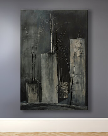 Monument - Obraz na płótnie - Druk Blejtrama, Brutalizm, Abstrakcja #44, Black Sapphire Art