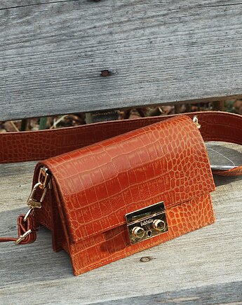 AMELIA II XS  jasny brąz CroCo limited GOLD, FABIOLA TOREBKI