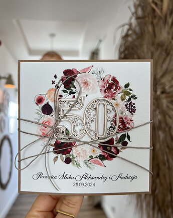 Wyjątkowa kartka ręcznie robiona z okazji 50 rocznicy ślubu, sorte