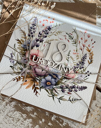 Wyjątkowa ręcznie robiona kartka na 18-ste urodziny, osiemnastka, pomysł na p, sorte
