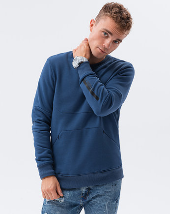 Bluza męska z kieszenią zapinaną na zamek - jeansowa V6 B1349, OSOBY - Prezent dla Chłopaka