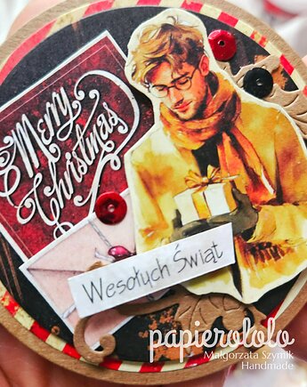 Kartka zawieszka do prezentu bombka z kubeczkiem ciepłych chwil, papierololo