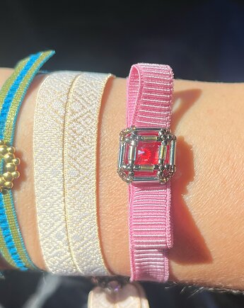 Bransoletka z kokardką i kryształem Swarovski  handmade, lulukalina