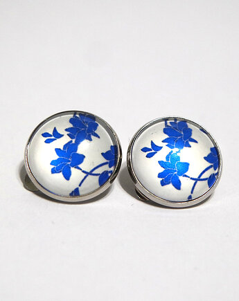 Klipsy - Niebieski kwiat - duże, yenoo