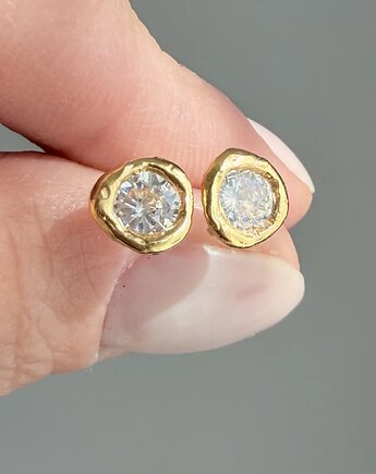 Srebrne pozłacane kolczyki z cyrkoniami PŁYNNE SREBRO, ATdiament