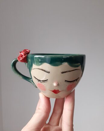 Filiżanka  z twarzą  zielona dziewczyna 150ml, Sztuka Dzielna