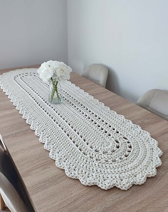 Bieżnik owalny szydełkowy ze sznurka bawełnianego 50cmx150cm