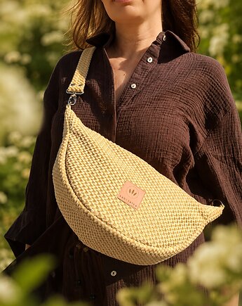 Welurowa listonoszka crossbody Żółta, sabi tatka