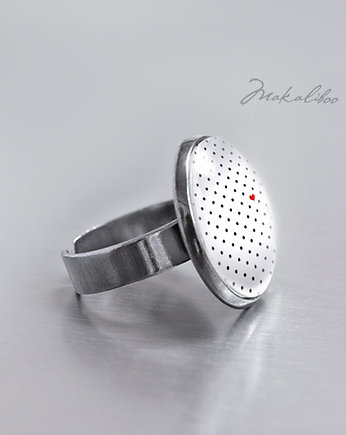 Pierścionek Serduszko - white dots - simple ring, Makaliboo