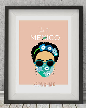Plakat Frida w maseczce, OKAZJE - Prezent na Mikołajki