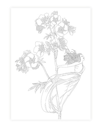 Wróżka i Kwiaty - Plakat do Kolorowania 50x70cm, Anna Grunduls Design