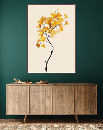 Miłorząb - Plakat, druk - Chiński Orient, Harmonia Zen, Roślinny #51, Black Sapphire Art
