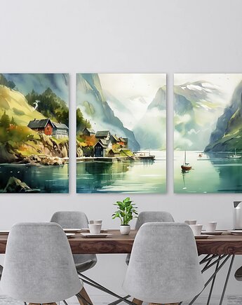 Plakat Norweskie Fiordy w Trójkadrze, Harvest Maison