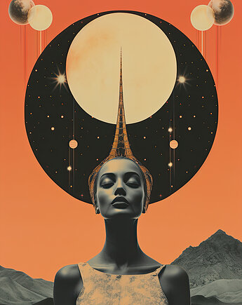 Plakat / Surrealistyczny Kolaż / Kobieta, balance