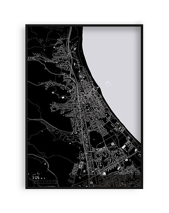 Sopot - mapa miasta  plakat z mapą Sopotu, PLAKATY GEOMETRYCZNE