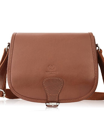 Torebka damska skórzana listonoszka ze skóry licowej koniakowa T-39-KCG, Paolo Peruzzi