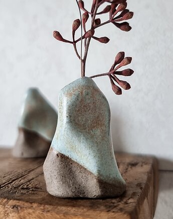 Mini wazon szaro-błękitny, drobne sztuki