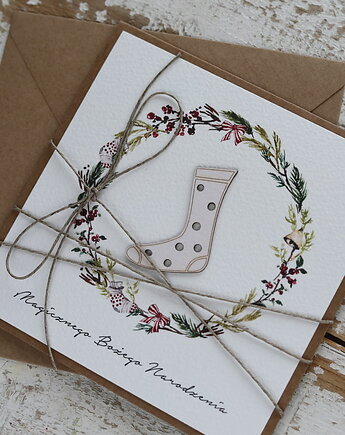 Wyjątkowa stylowa kartka ekologiczna świąteczna na Boże Narodzenie, sorte