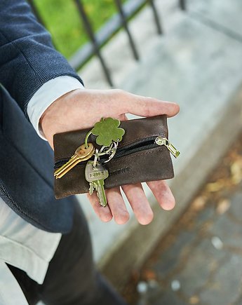 Etui skórzane na klucze brodrene k02 ciemny brąz, Brødrene