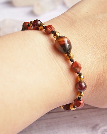 Amulet - JESIEŃ - jaspis, granat, bawole oko, kaktusia