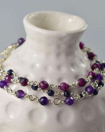 Rubin, szafir i ametyst - srebrna bransoletka, Sunflower Kornelia Kubinowska