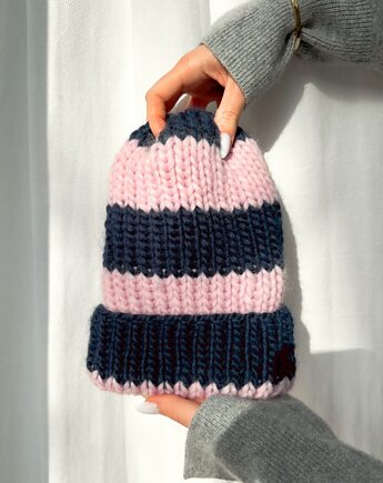 Wełniana czapka Lily 100% wełna handmade ręcznie robiona, GANGSTA KNIT