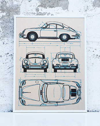 WYDRUK NA TEKTURZE 30X40 cm PORSCHE 356, 777 Tshirts