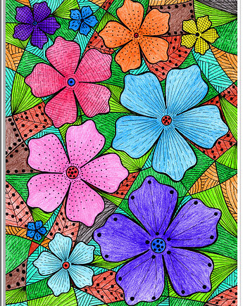 30. KOLOROWE KWIATY - rysunek, plakat., kama4you