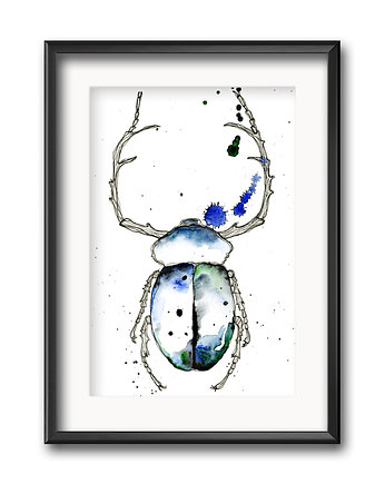 Żuk z porożem, 30x21cm, A4, JUST ILUST Justyna Małczak