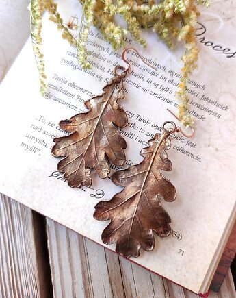 Liście dębu I kolczyki miedziane, Treemasters Copper Jewelry