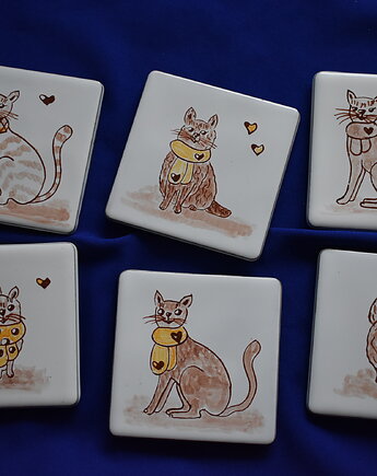 Podkładki pod kubki kafelki koty, Kobaltowa Sroka