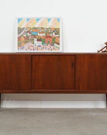Sideboard tekowy, duński design, lata 70, produkcja: Dania, Przetwory design