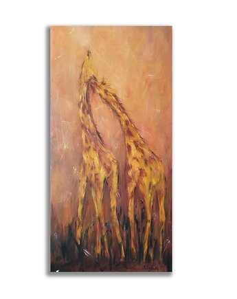Obraz olejny ręcznie malowany 125x62 Żyrafy, Galeria Alma