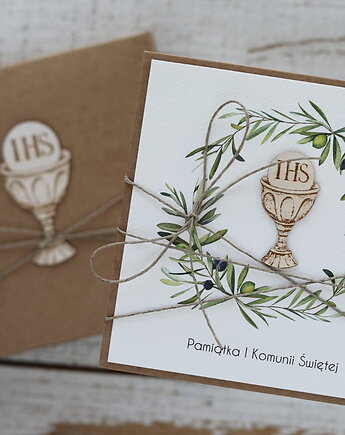 Kartka na komunię - pamiątka komunii ręcznie robiona Prezent, sorte