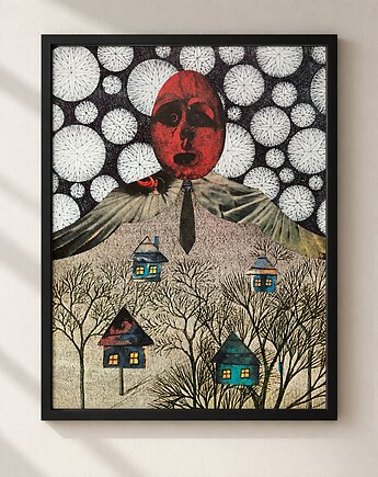 Plakat Czuwający - surrealistyczny kolaż, collage.collide