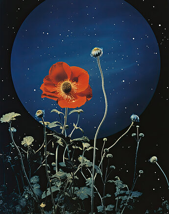 Plakat / Surrealistyczny Kolaż / Kwiaty, balance