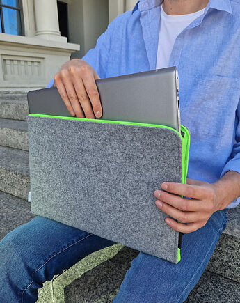 FLUO ZIELONY zamek etui z filcu na laptopa, purol design
