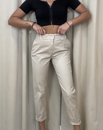 Bawełniane spodnie Beige, SOLO moda