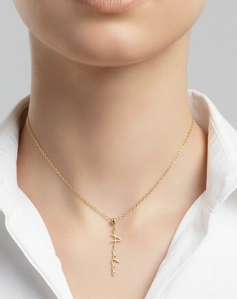 Złoty Naszyjniki krawatka z Imieniem napis imię, ZaNa Design