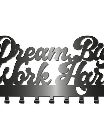 Nowoczesny Wieszak Z Kolekcji Simple Napis Dream Big Work Hard, K&M Design