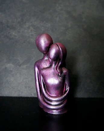 Rzeźba z gipsu, Zakochani, fioletowy, wys. 10,8 cm, JBJart Justyna Jaszke
