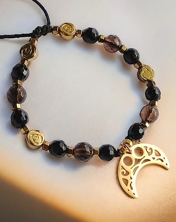 PREMIUM lunula TURMALIN, KWARC DYMNY : pudełko jubilerskie, kaktusia