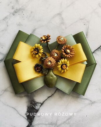 Artystyczna Brosza z niesamowitymi Słonecznikami New, Pudrowy Różowy